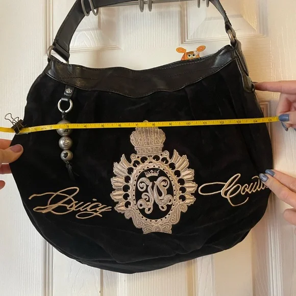Vintage,Juicy Couture Black Velvet Shoulder Bag - Picture 9 of 11